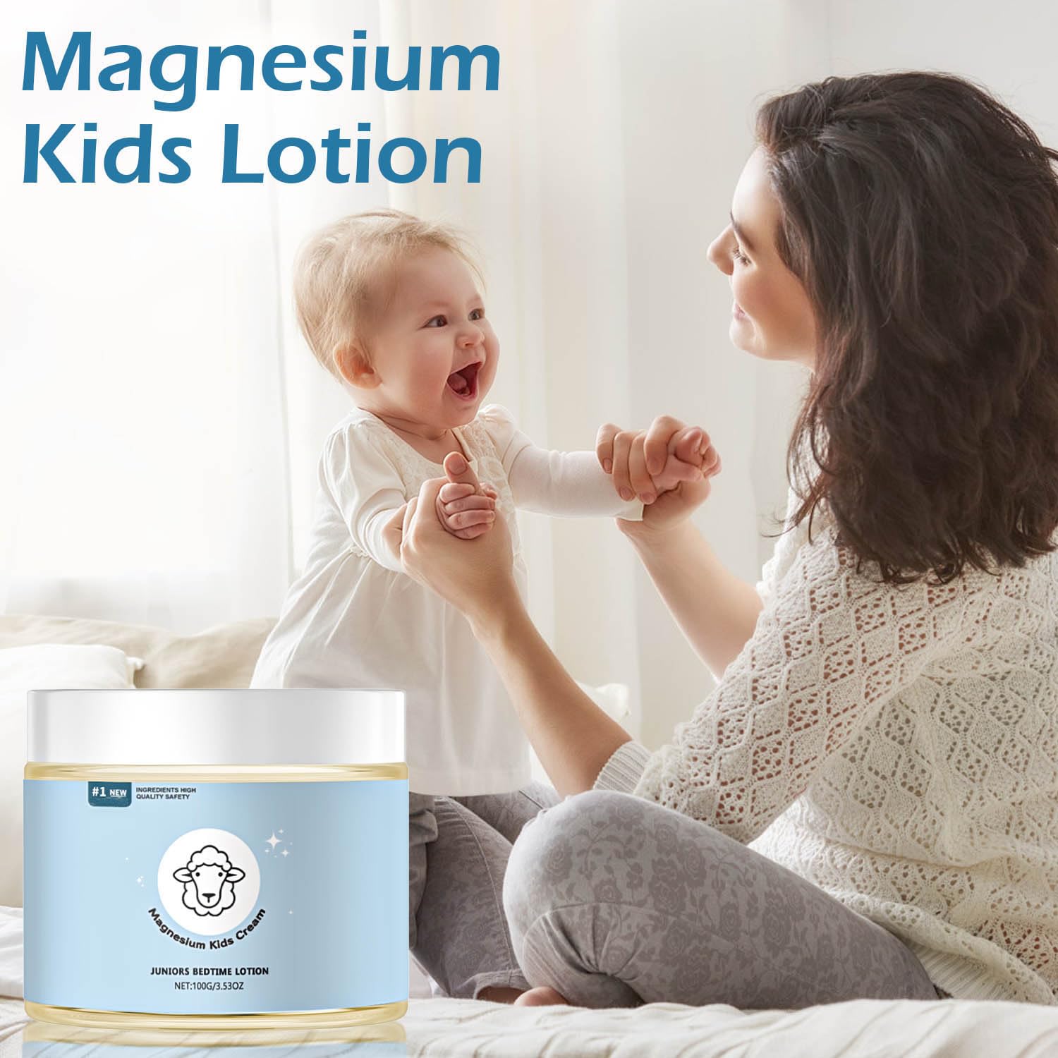 Non-greasy, fast-absorbing magnesium lotion for kids' skin care.