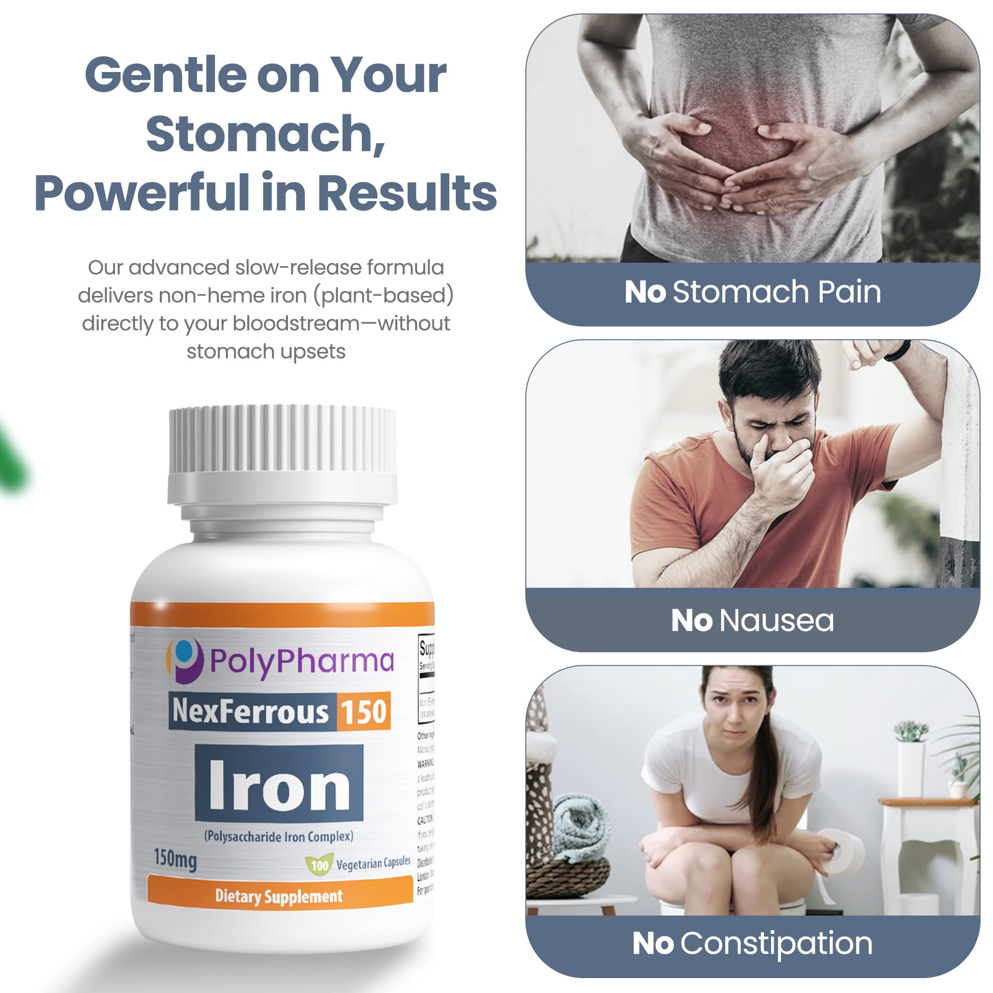 High potency non-heme iron 150mg capsules