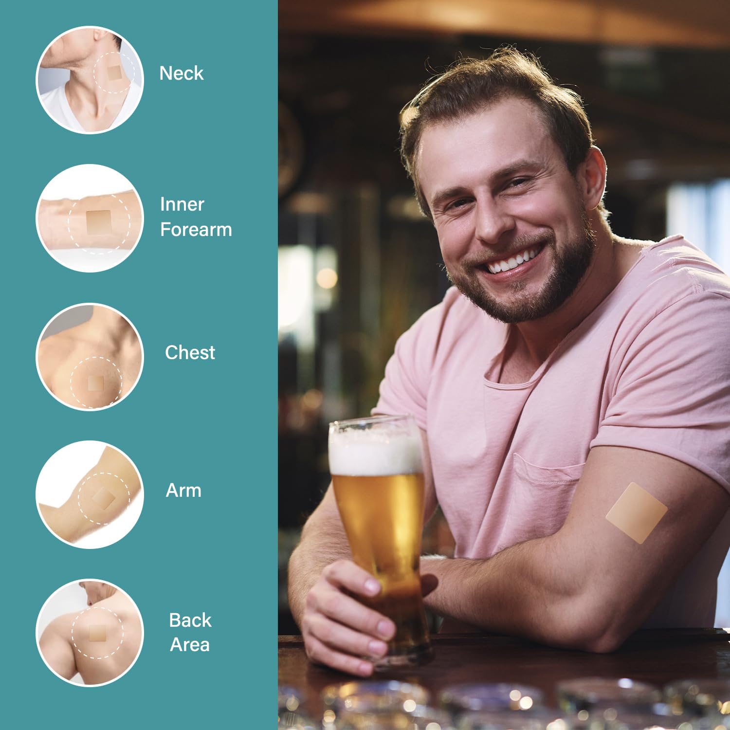 Non-invasive transdermal patch applied to the skin