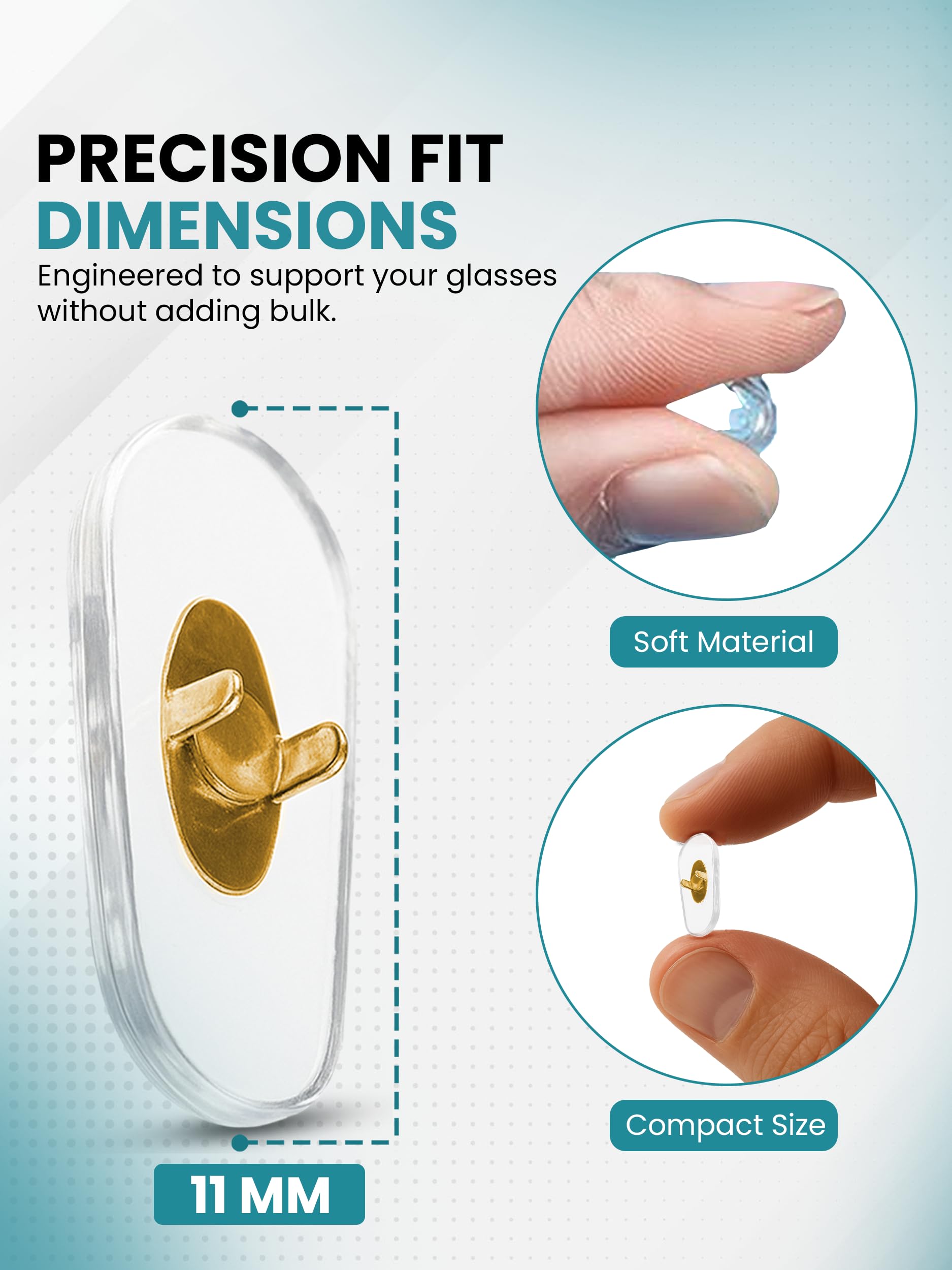 Anti-slip silicone nose pads keep glasses from slipping