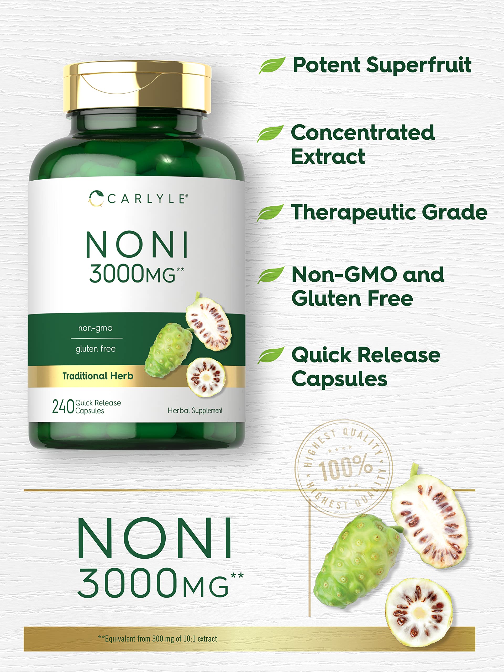 Noni fruit capsules 3000mg quick-release close-up