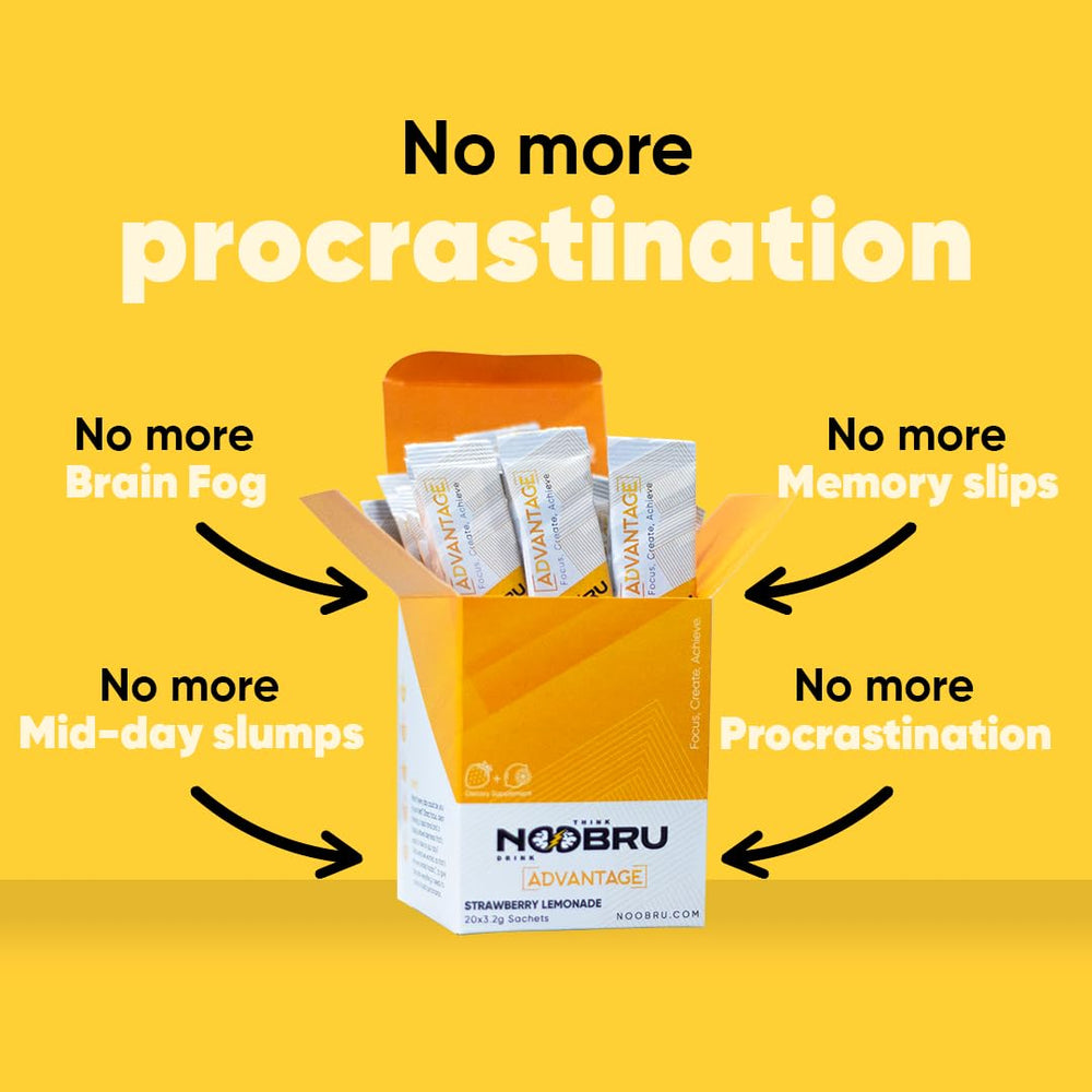 Noobru Advantage ingredients highlight including Alpha GPC and L-Theanine