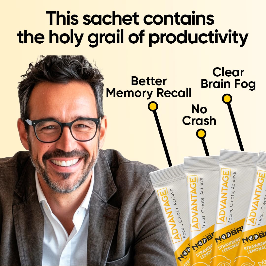 Lifestyle shot showing a user taking a Noobru Advantage sachet
