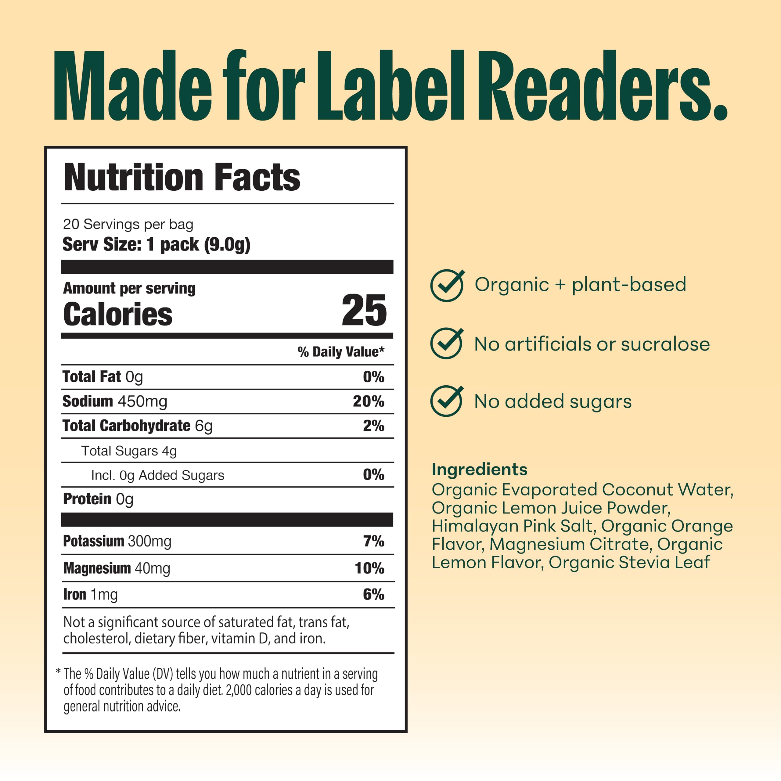 Caffeine-free hydration with 25 calories per citrus electrolyte stick