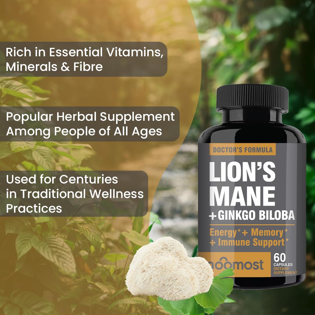 Vegan, non-GMO Lions Mane supplement capsule close-up