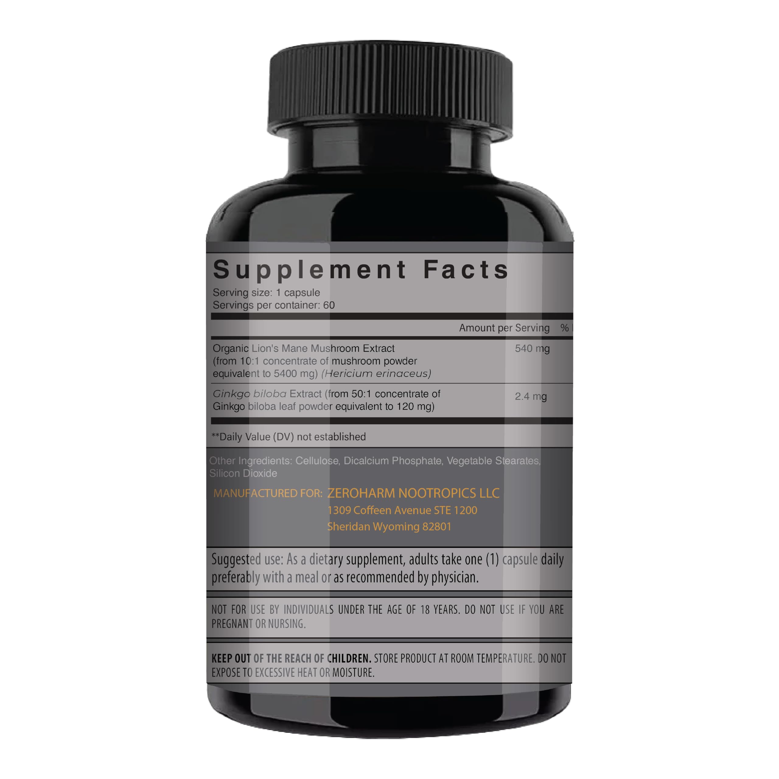 Product packaging and bottle of NooMost Lions Mane supplement