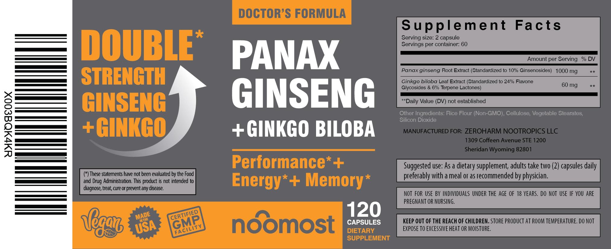 Product packaging front view of NooMost energy supplement
