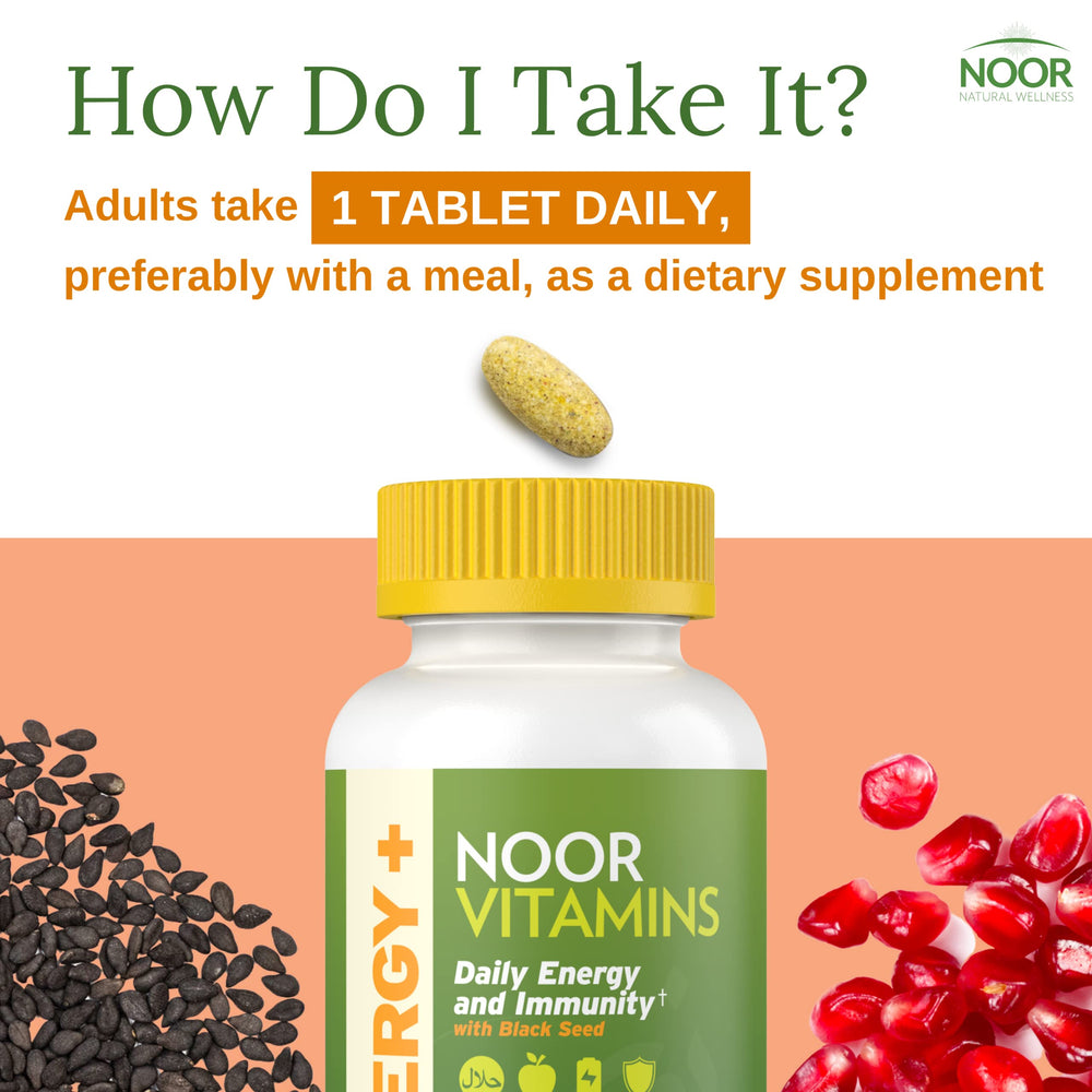 Lifestyle image of adults taking Noor Vitamins Energy+
