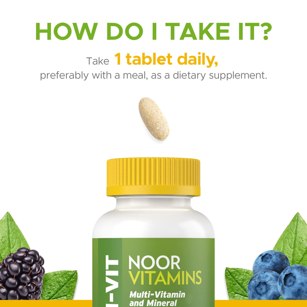 Non-GMO label on Noor Vitamins Multivitamin