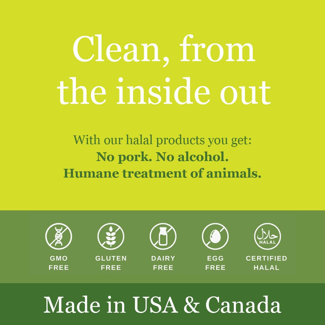 Close-up of product label showing vegan and halal certifications