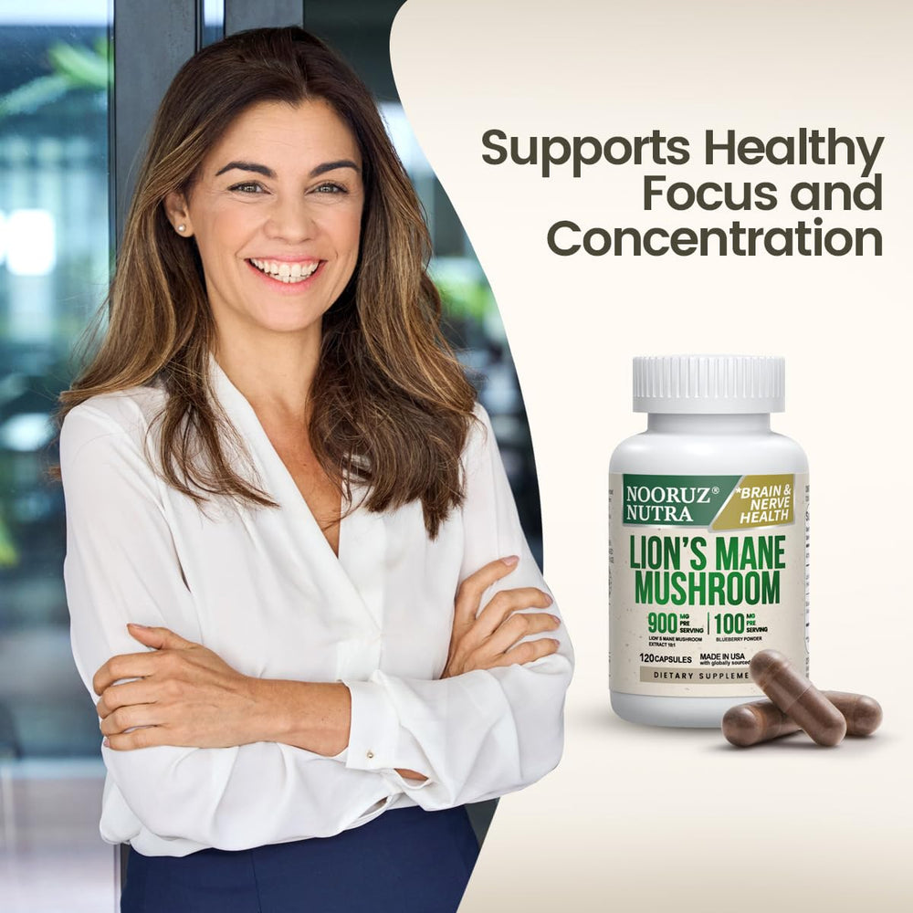 Product packaging of NOORUZ Lion's Mane organic capsule