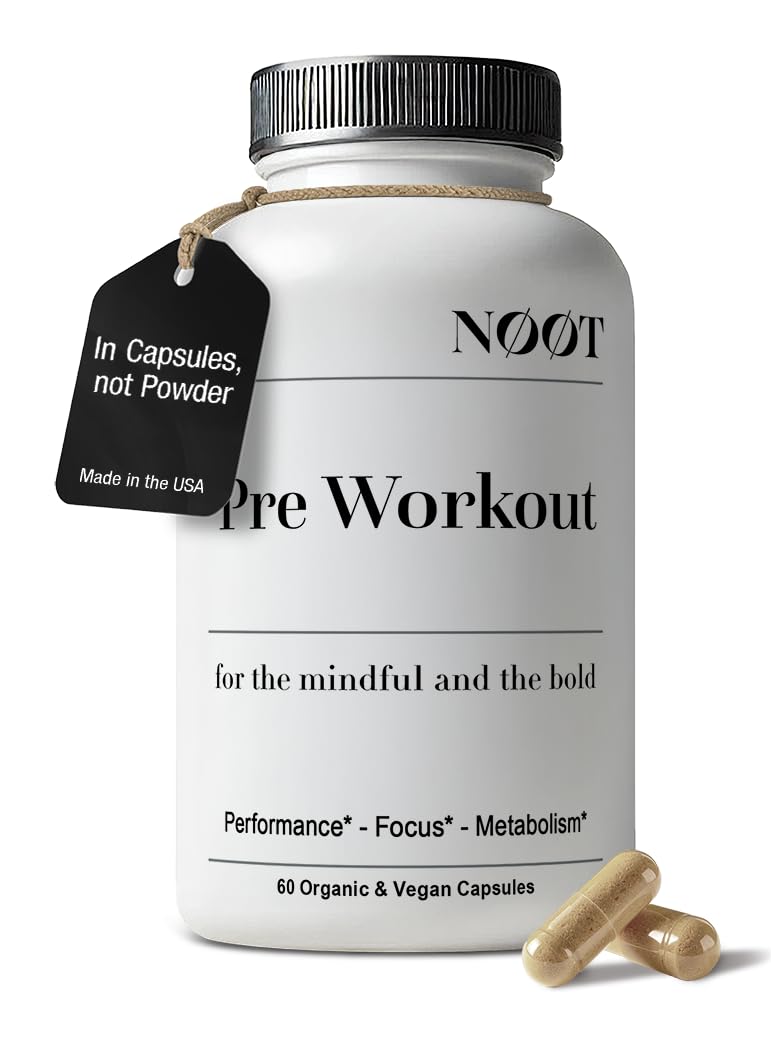 NOOT Pre Workout capsules closeup for clean energy and steady endurance.