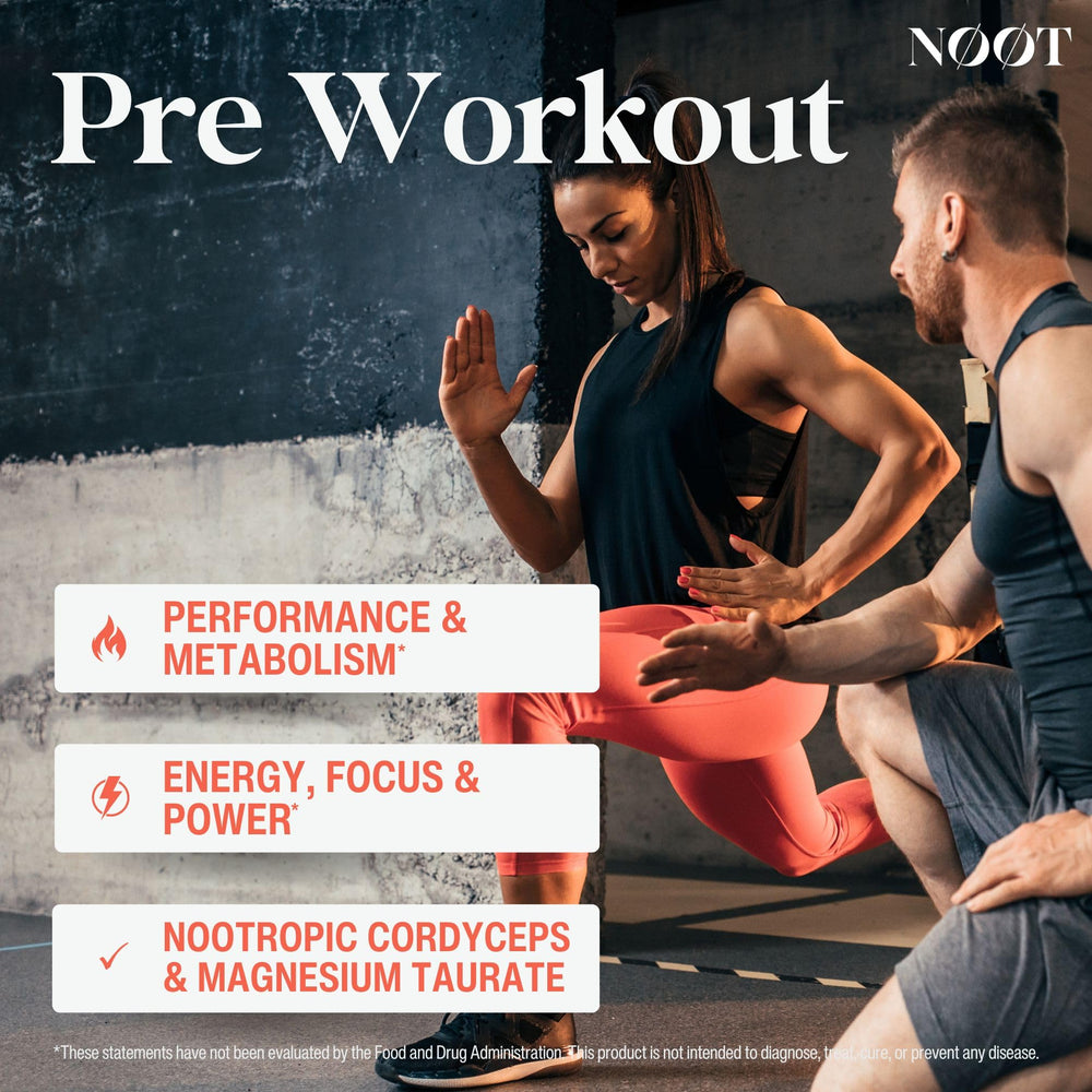 NOOT Pre Workout L-Carnitine capsule shown for potential fat metabolism and endurance.