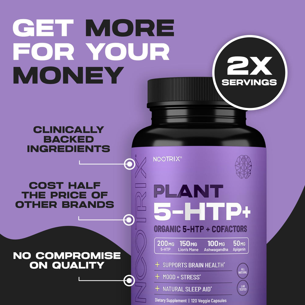 Bottle of Nootrix Organic 5-HTP+ 240 capsules with label