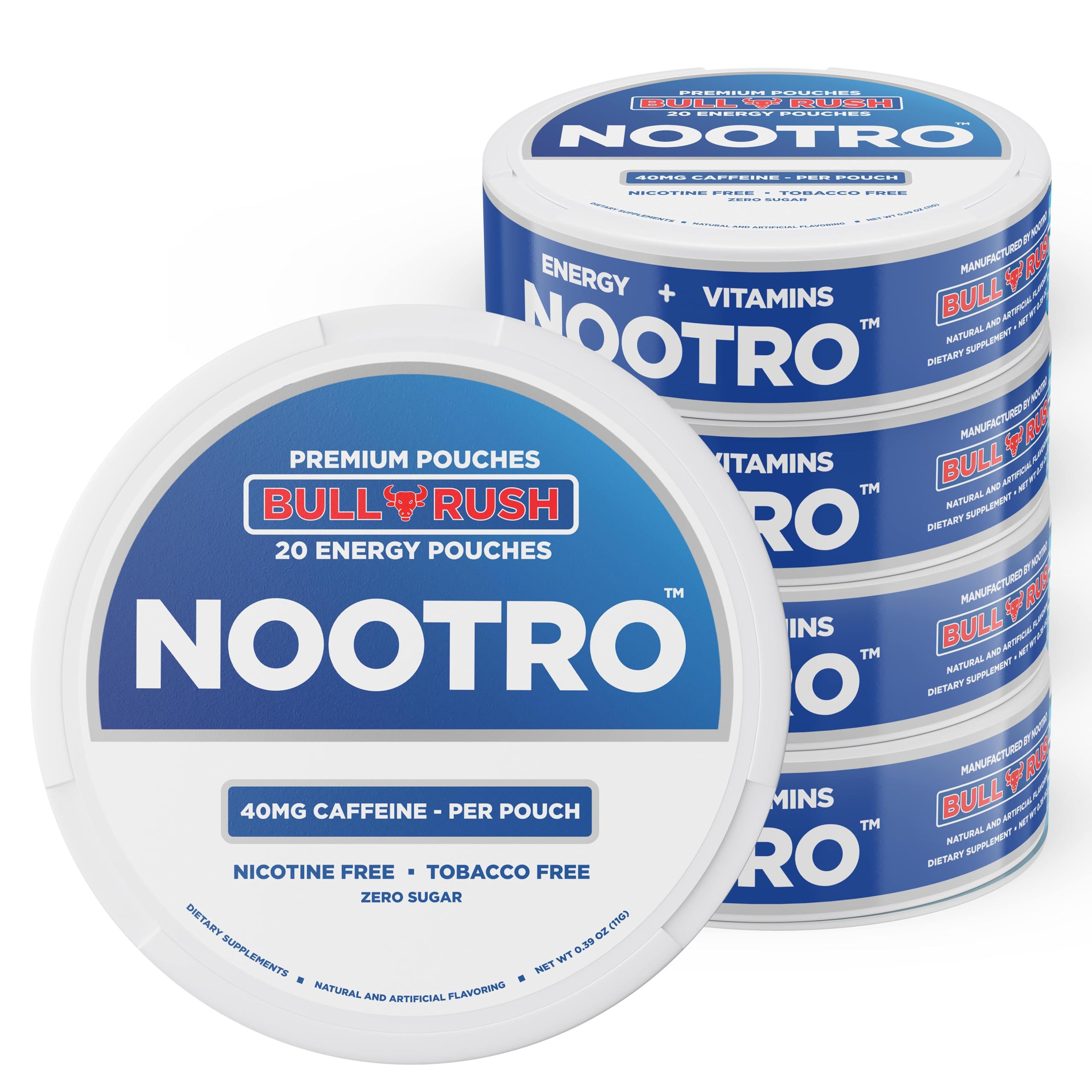 Nootro Bull Rush can front view shows bold energy on the go