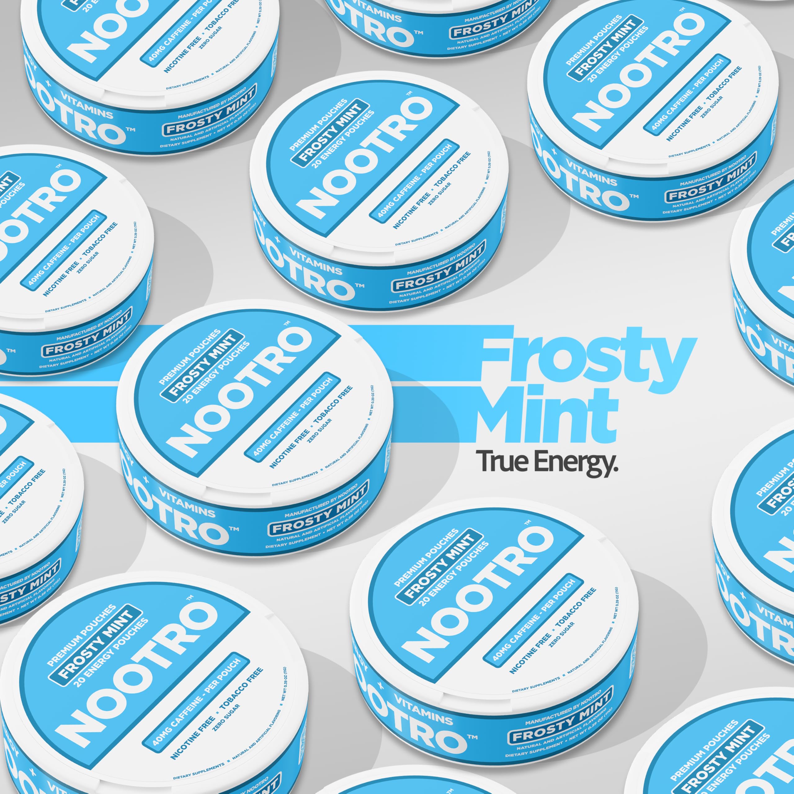 Nootro Energy Pouches pack of 20 per can for convenient daily use.