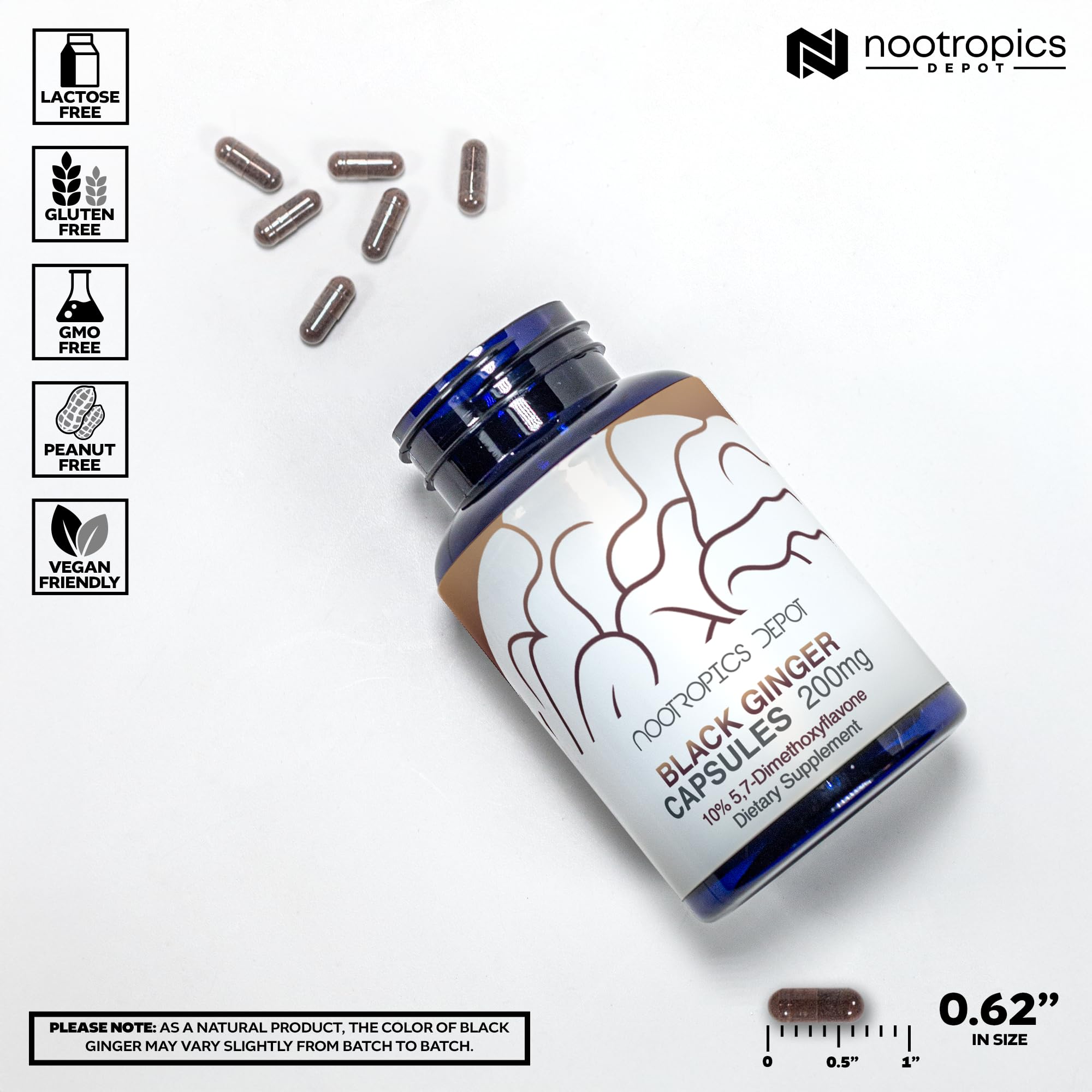 Supplement facts panel showing 10% 5,7-Dimethoxyflavone potency