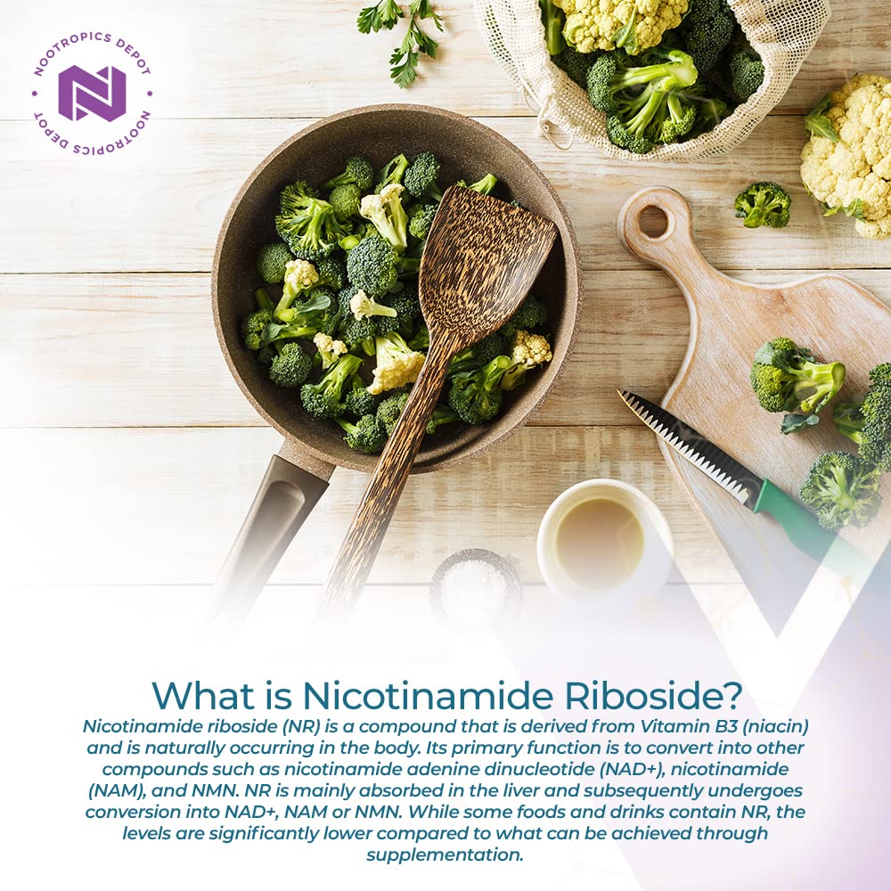 Back label with supplement facts for Nicotinamide Riboside capsules