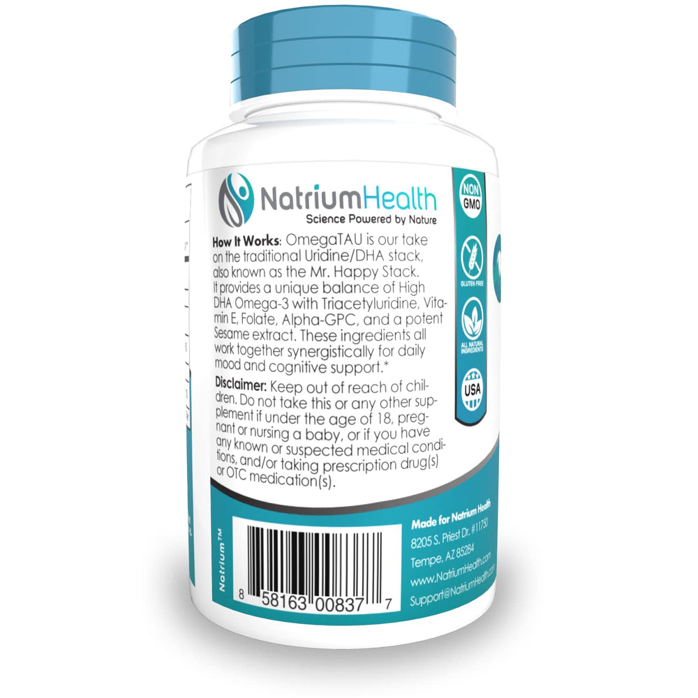 Lab-tested OmegaTAU Capsule bottle label