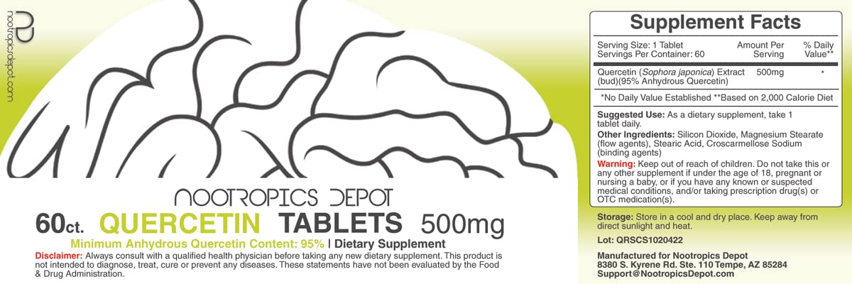 Quercetin Tablets 500mg bottle close-up