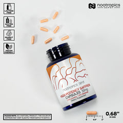 Bottle showing 180 count of saffron extract capsules