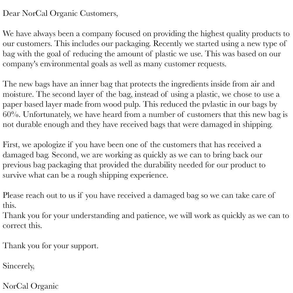 Certifications label on NorCal Organic Peanut Butter Protein Powder signaling quality and safety.