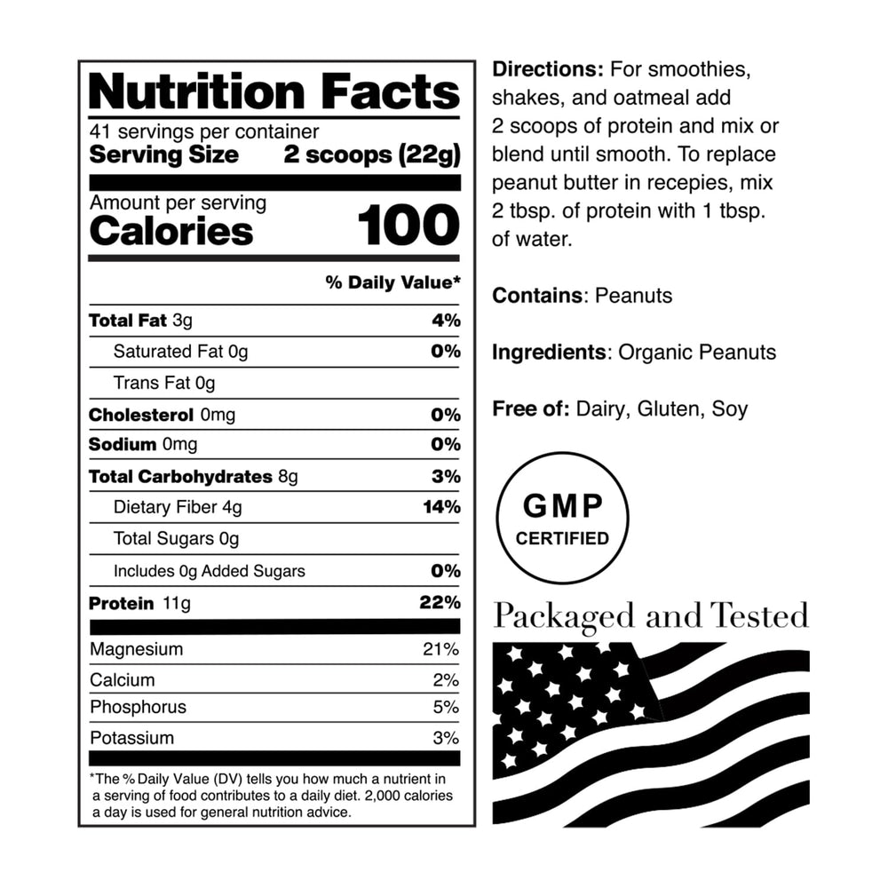 Pouring NorCal Organic Peanut Butter Protein Powder into a shake for a protein boost.