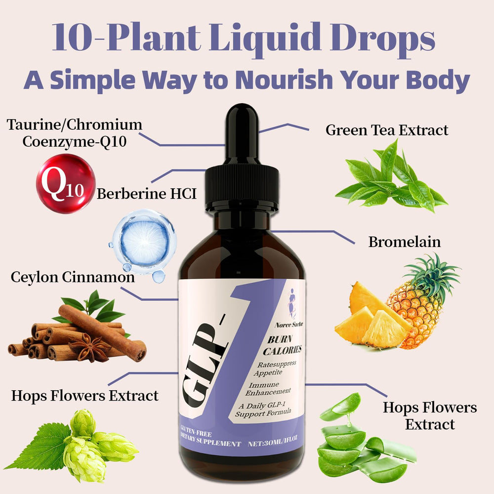 Assortment of ingredients including green tea extract, bromelain, berberine, and cinnamon