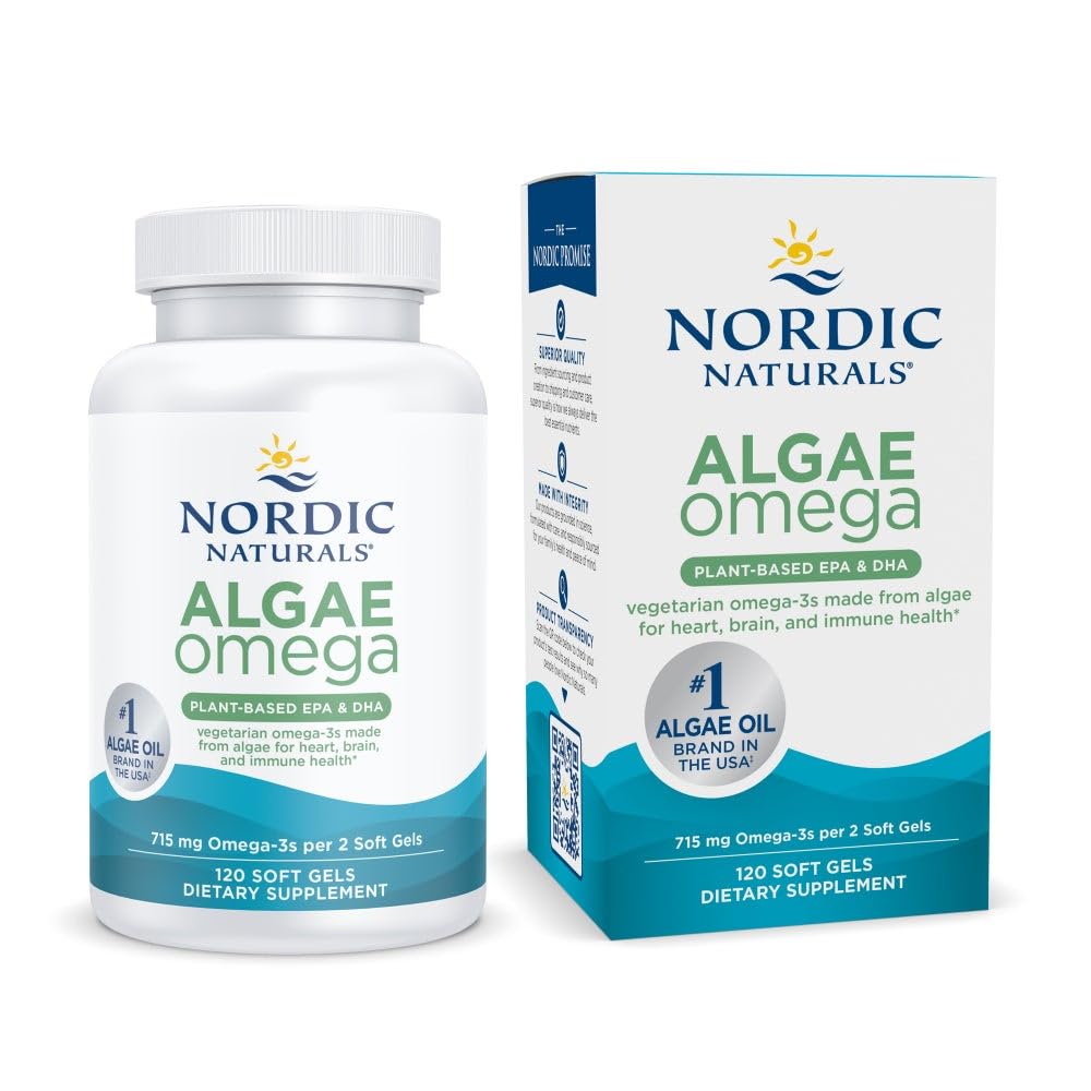 Front view of Nordic Naturals Algae Omega 120 Soft Gels bottle
