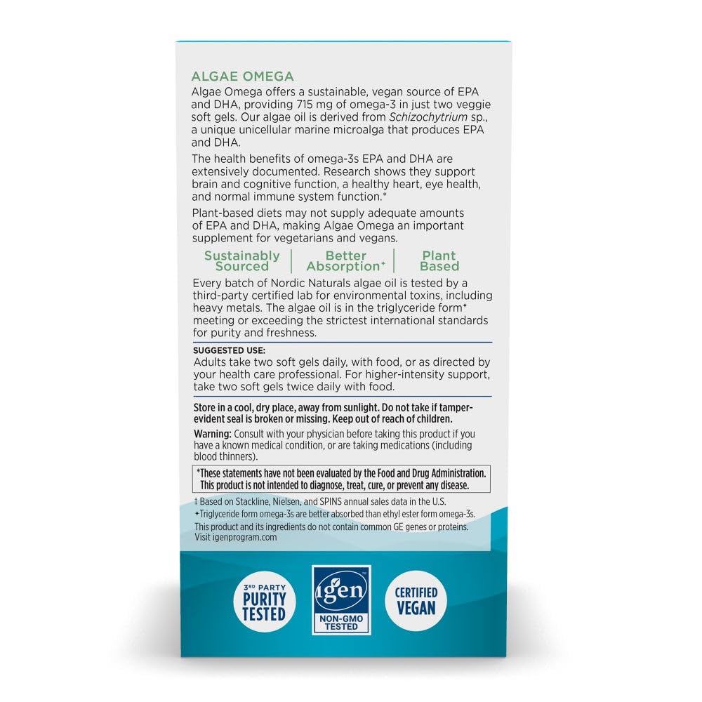 Certified vegan Algae Omega label