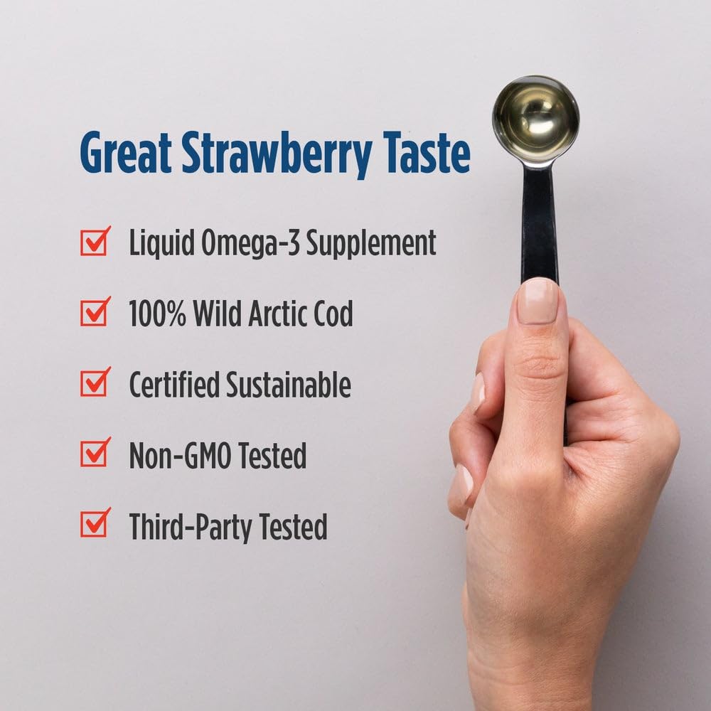 Omega-3 EPA and DHA content graphic for Nordic Naturals Arctic Cod Liver Oil Strawberry