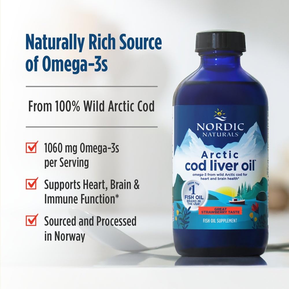 Supplement facts panel for Nordic Naturals Arctic Cod Liver Oil Strawberry