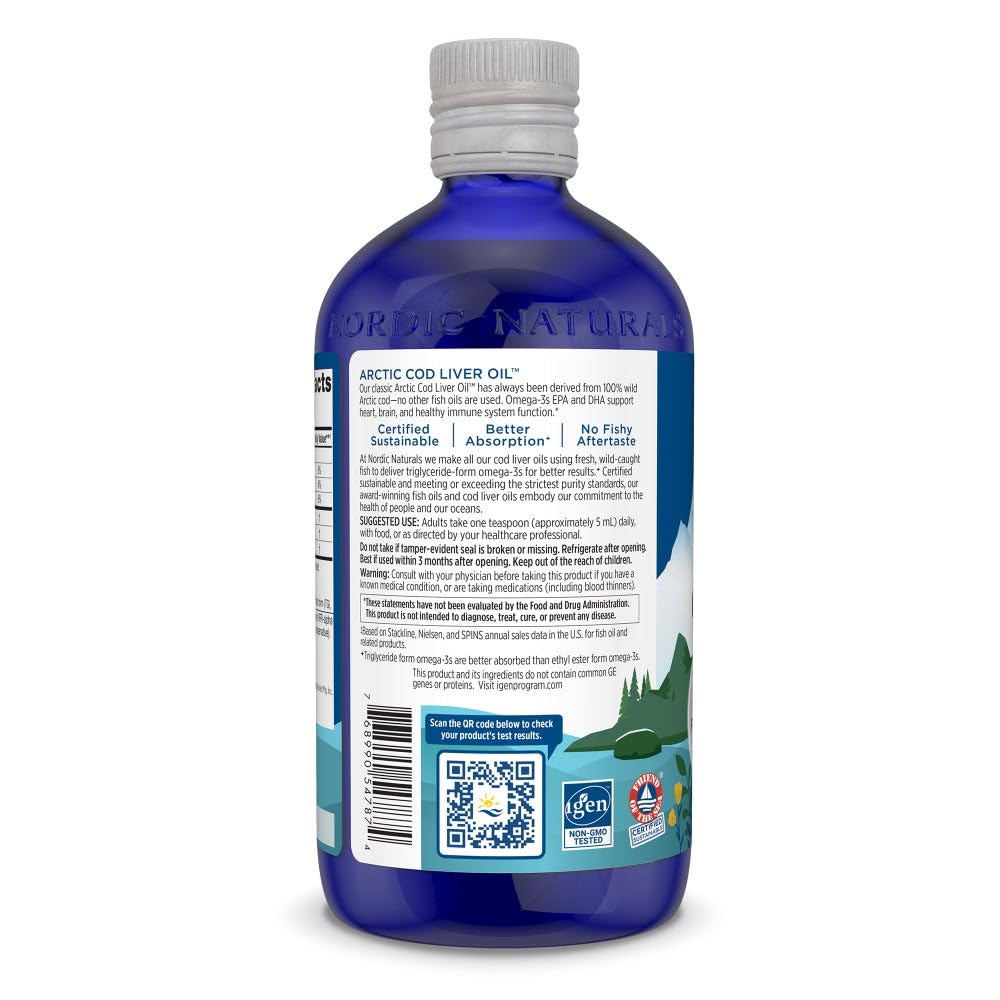 Omega-3 facts for Nordic Naturals Arctic Cod Liver Oil Orange (EPA and DHA)