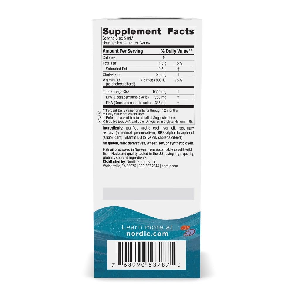 Close-up of bottle showing omega-3 and vitamin D3 information