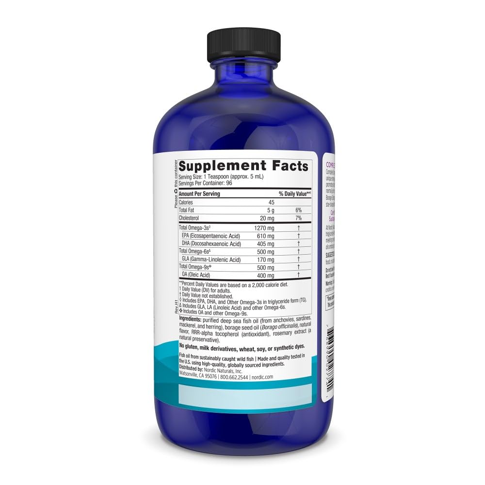 Nordic Naturals Complete Omega label close-up highlighting purity and non-GMO promise.