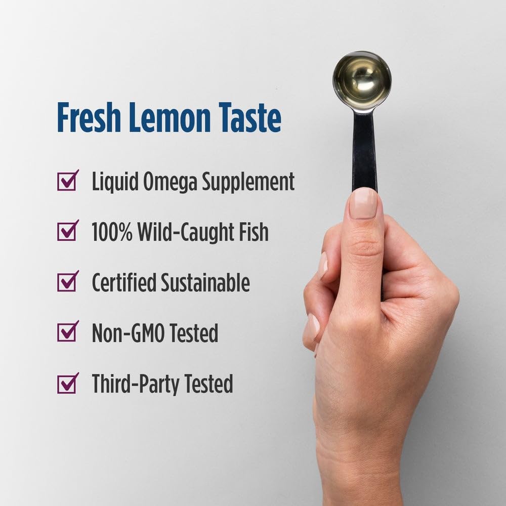 Nordic Naturals Complete Omega lemon bottle closeup on triglyceride form.