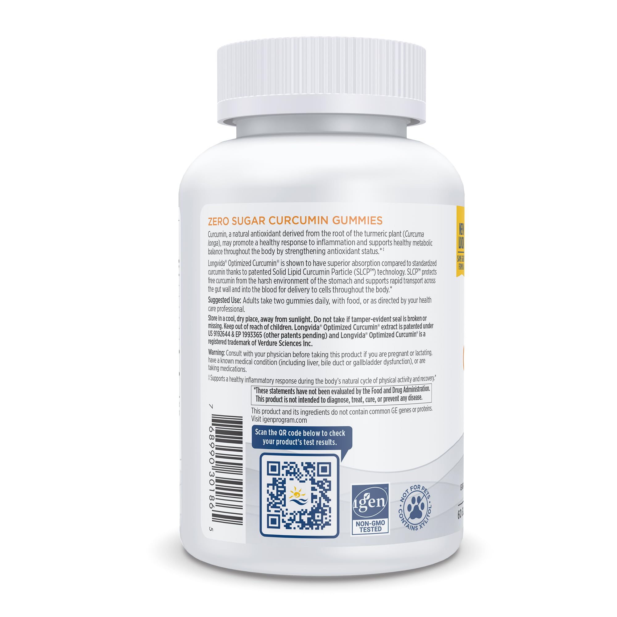 Longvida Optimized Curcumin 200 mg per serving seal