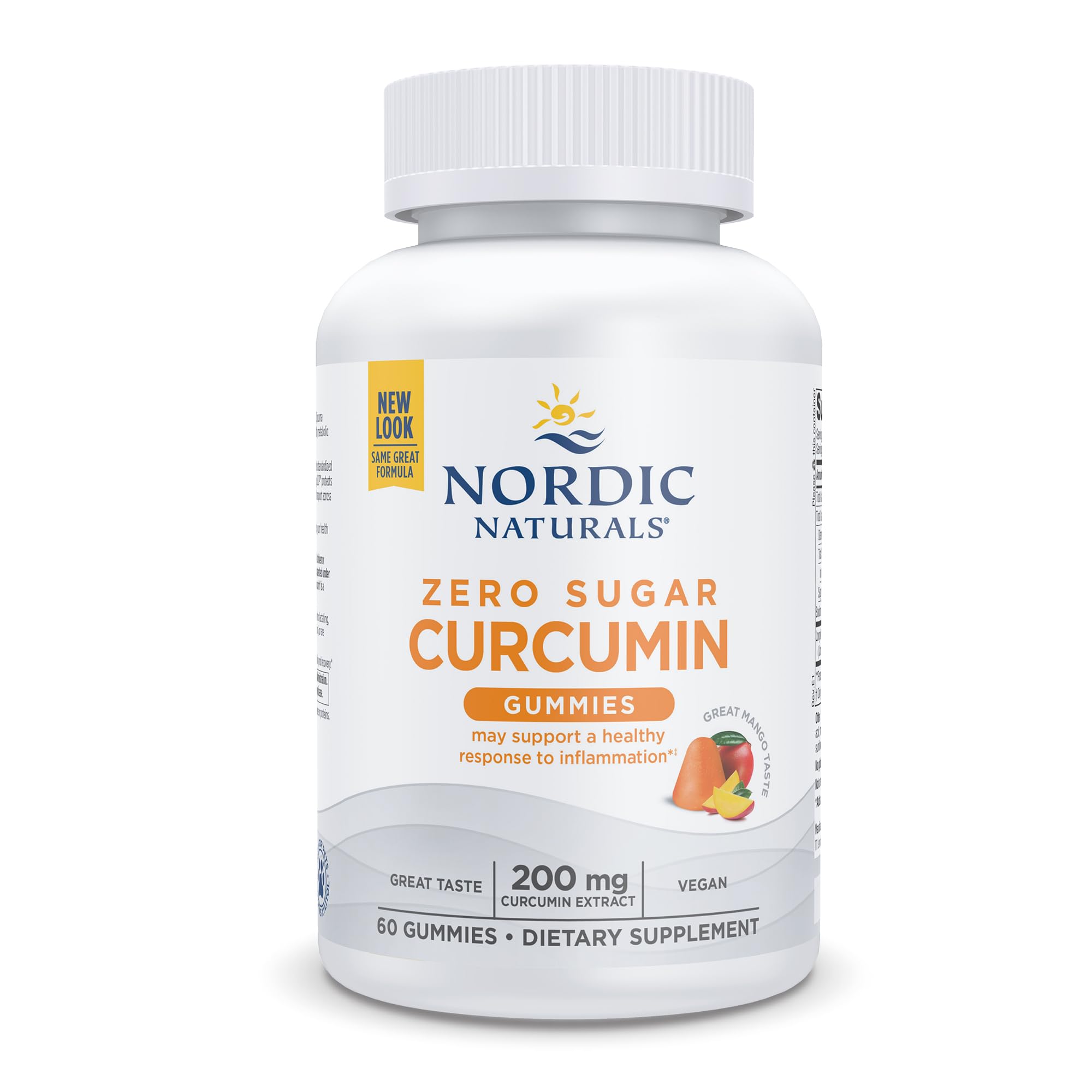 Front view of Nordic Naturals Zero Sugar Curcumin Gummies Mango bottle