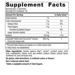 Ingredients and nutritional label for Nordic Naturals Curcumin Gummies Mango