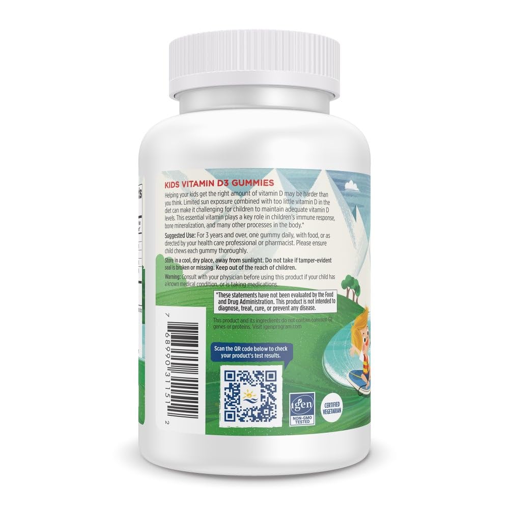 Nutrition label showing 400 IU Vitamin D3 per gummy