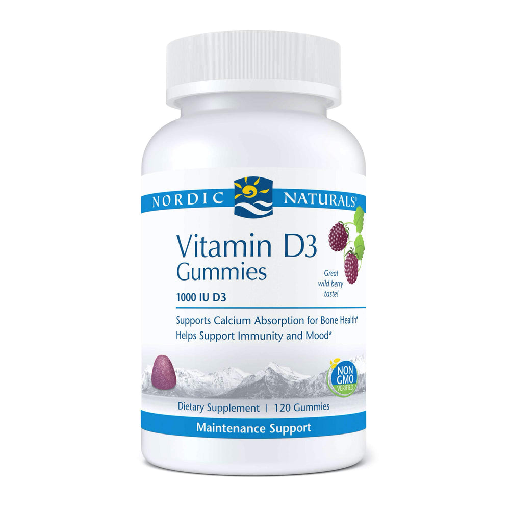 Front view of Nordic Naturals Pro Vitamin D3 Gummies Wild Berry bottle