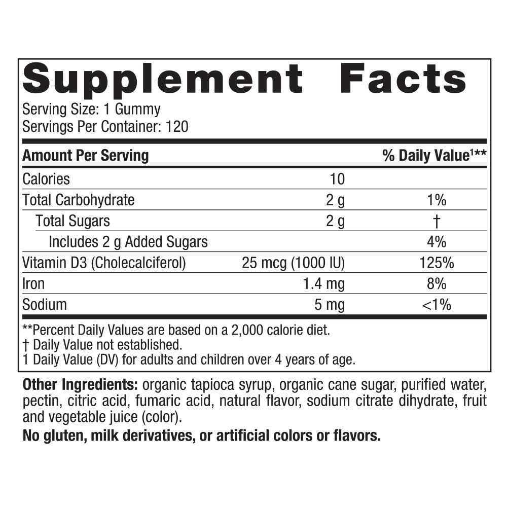 Close-up of Wild Berry Vitamin D3 Gummies in bottle