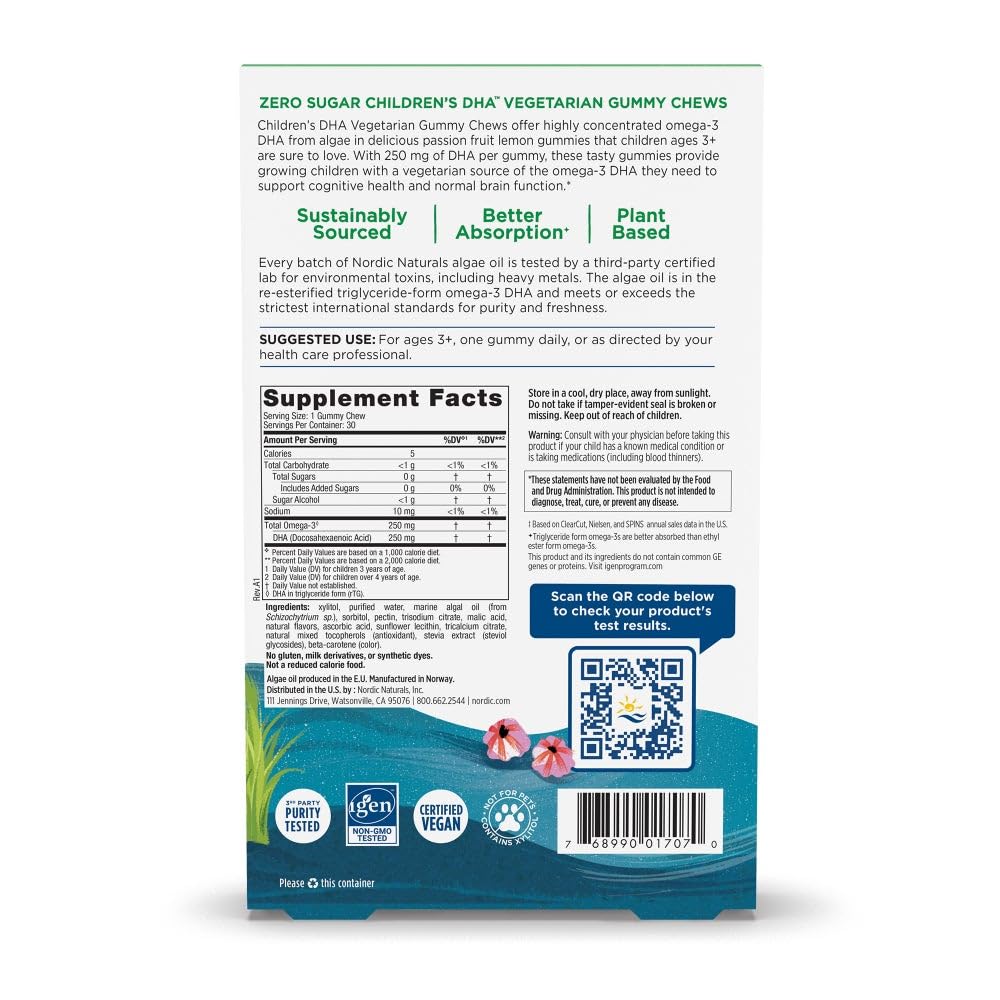 Ingredients panel of Nordic Naturals DHA Gummies