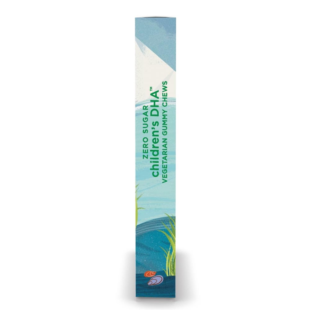 Allergen-free, vegan DHA gummy packaging details