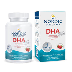 Front view of Nordic Naturals DHA Xtra Strawberry bottle
