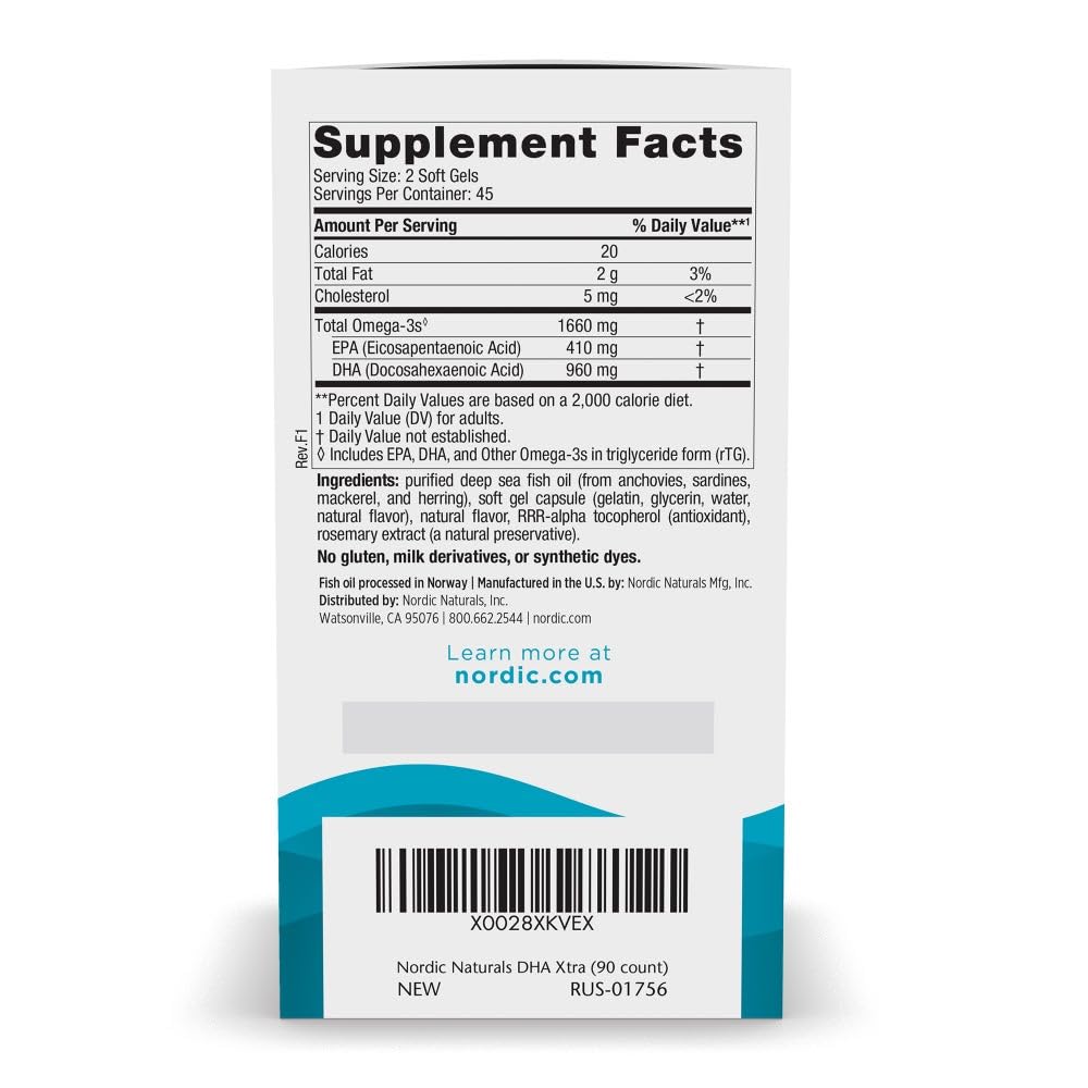 Close-up of the DHA Xtra Strawberry label