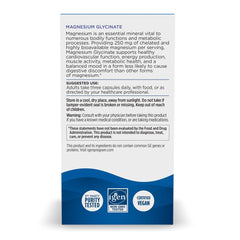 Unflavored magnesium glycinate capsules inside bottle