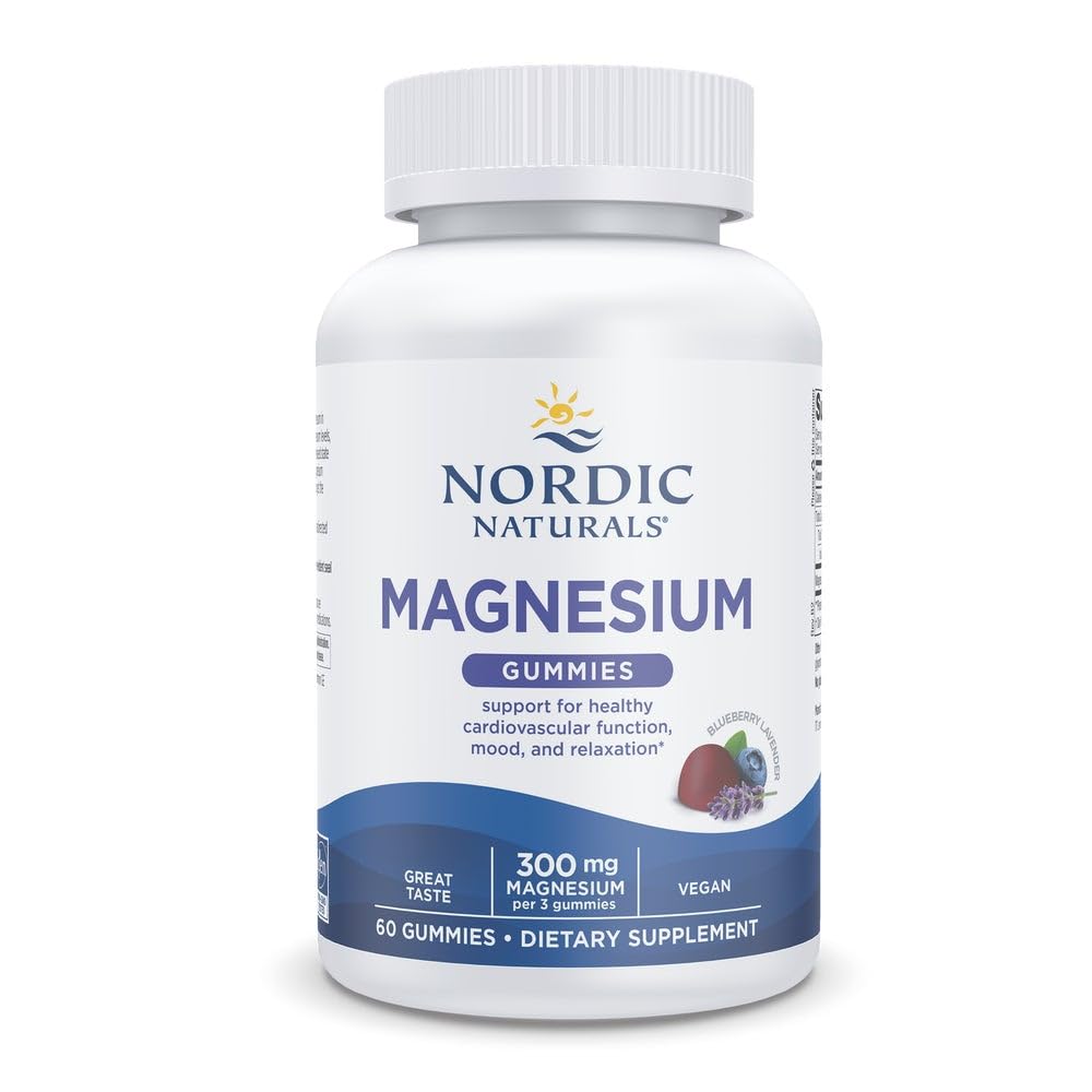 Bottle of Nordic Naturals Magnesium Gummies for Adults with Blueberry Lavender flavor