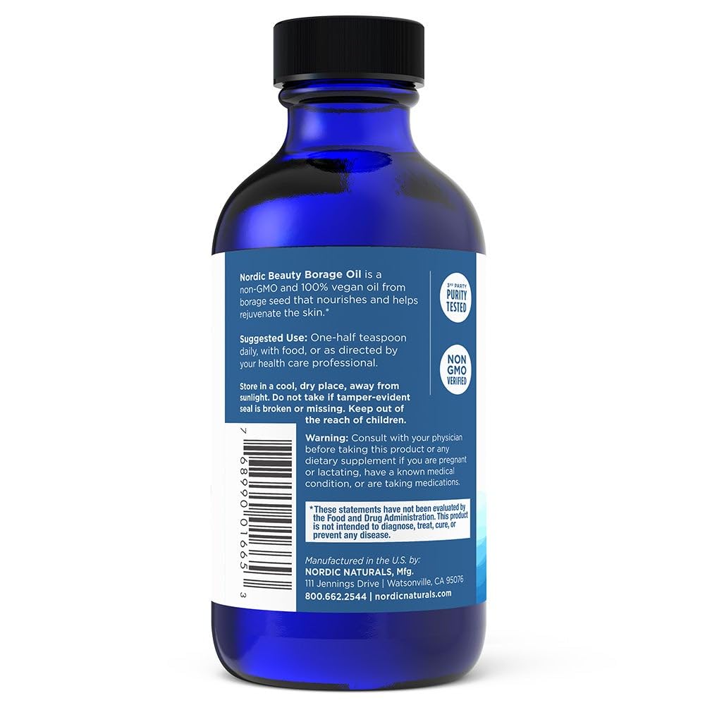 Nordic Naturals Nordic Beauty Borage Oil dropper enables precise daily application.