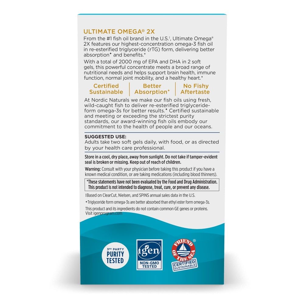 Ingredients panel for Nordic Naturals Ultimate Omega 2X Lemon